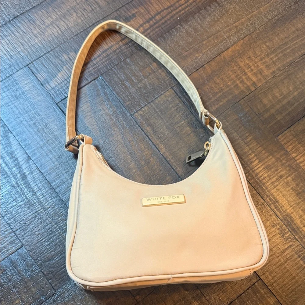 White Fox Beige Shoulder Bag Gold‎ Hardware Mini Baguette Purse